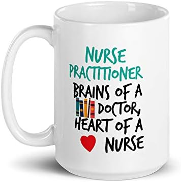 Medicinska sestra praktičar mozak doktora, srce medicinske sestre grafički NP šolja za kafu 11 oz Bijela Keramika