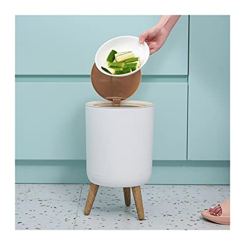 Uxzdx kanta za smeće visoka stopala imitacija drveta Plastična radna površina sa pres poklopcem kanta za smeće dnevna soba wc kuhinja kanta za smeće