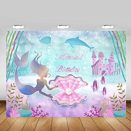 HUAYI Mermaid Rođendanska zabava pozadina za djevojčice fotografija pozadina ispod mora dvorac biser princeza Banner Baby tuš torta Tabela Photo Booth Studio rekviziti W-2025 5x3ft
