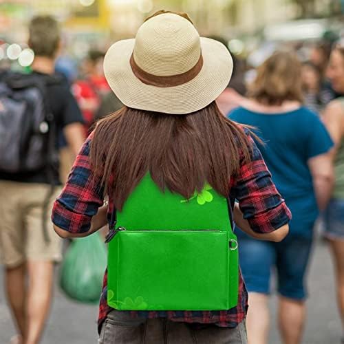 Tbouobt kožni putnički ruksak lagani laptop casual ruksak za žene muškarci, Dan svetog Patrika Zeleni lišće