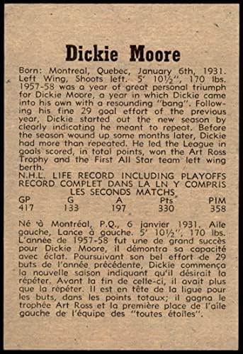 1958 Parkhurst 8 Dickie Moore Montreal Canadiens VG / Ex + Canadiens