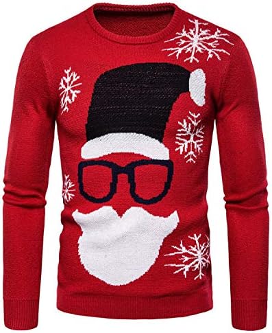 Andongnywell Dugi rukav Božićni džemper za muškarce & amp ;žene Santa uzorak Casual pletene dukserica