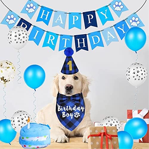 Jotfa Birde Rođendanska potrepština za pse, pila Birthday Boy Bandana sa psom rođendana HAT bowtie Birde Rođendanska torta škripana