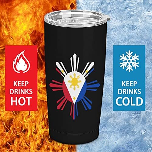 Filipinska sunčana zastava 20oz putni šalica za kafu vakuum izolirana nehrđajući čelik latte šalica sa poklopcem i četkom