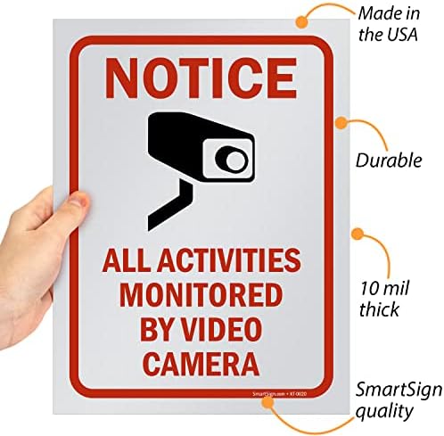 Napomena SmartSign 12 x 9 inča - Sve aktivnosti koje se prate video kamerom Znak, zaslon tiskani, 10 mil polistiren plastika, crvena
