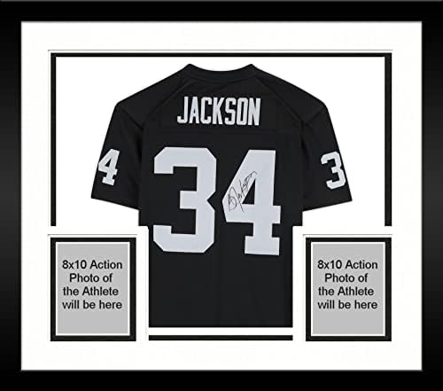 Uokviren Bo Jackson Las Vegas Raiders Autographing Black Mitchell & Ness Replica Jersey - autogramirani NFL dresovi
