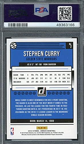 Stephen Curry 2018 Panini Donruss Basketball kartica 2 Ocjenjina PSA 10
