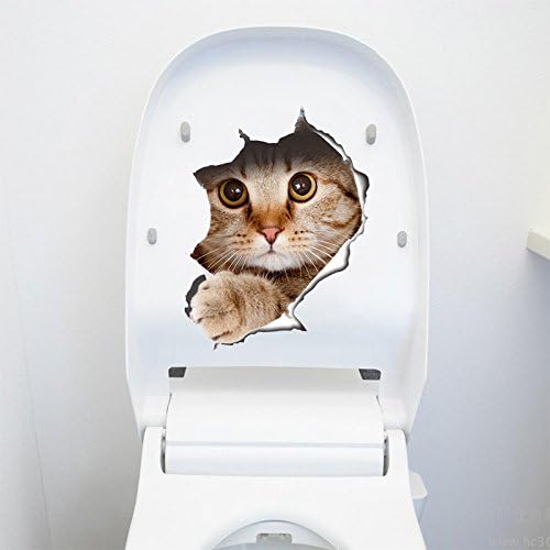 Pakovanje 2pcs Soba za umivaonik WC WC SID-sjedala Super divna mačka životinja uzorak 3D Pogledajte PVC zidne naljepnice Dekor naljepnice