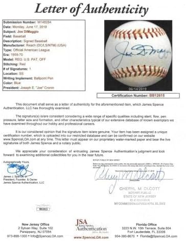 Nevjerovatno 1960-ih Joe Dimaggio Single potpisan OAL Baseball JSA BB12615 - AUTOGREMENA BASEBALLS