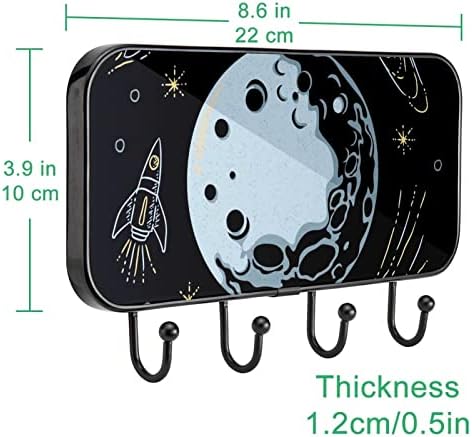 Moderni galaksijski crni printski nosač zida zida, ulazni kaput stalak sa 4 kuka za kapute kaputi za ručnik torbica ogrtači kupaonica ulaznica za dnevnu sobu