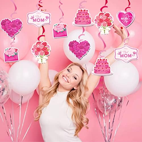Majke dan Party Dekoracije Pink Floral Hearts Sretan Majčin dan Hanging kovitla najbolje mama Party torta Tabela Decor Supplies
