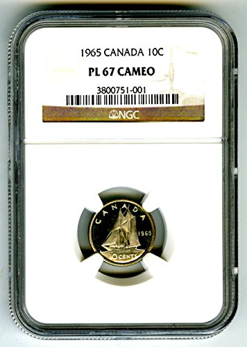 1965. Kanada Silver Proconent Like 10 Cent Kvaliteta registra samo 5 Poznati Dime PL67 CAMEO NGC