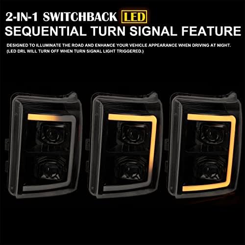 SPEC-D TUNING Switchback LED Bar crno kućište dimno sočivo projektor farovi kompatibilni sa 2011- Ford F250 / F350 / F450 / F550
