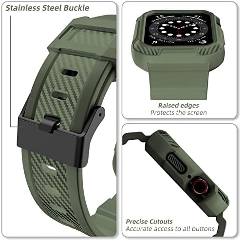 Orobay Kompatibilan sa Apple Watch Band sa futrolom 41mm 40mm 38mm Matte Crno-vojska zelena