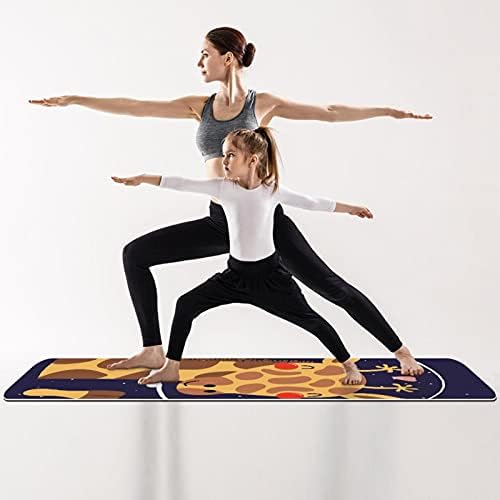 Debela neklizajuća Vježba & amp; fitnes 1/4 prostirka za jogu sa žirafom Space Purple Print za Yoga Pilates & amp; Vježba fitnesa na podu