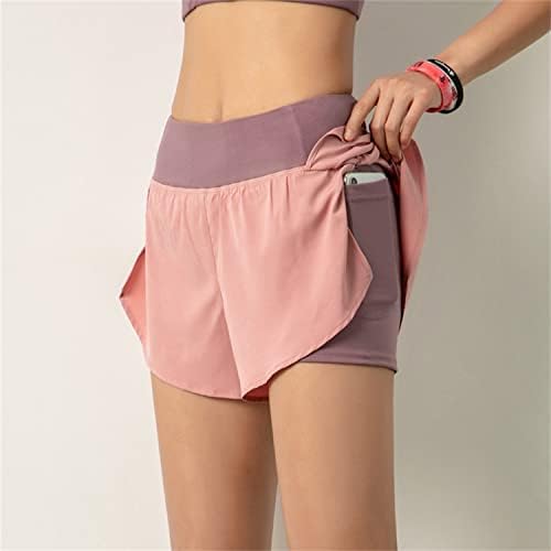 Icegia Ženske trke za trčanje Elastične kratke hlače sa visokim strukom Pocket Sporty Workhout Hotsas Brze suhi atletske hlače hlače