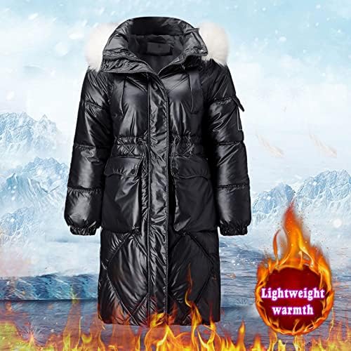 Fmchico ženski pamučni zimski kaput zgušnjava toplu dugu jaknu sa krznenom kapuljačom