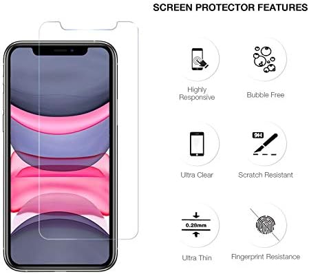 TUPTUG kaljeno staklo Zaštita ekrana za iPhone 11, iPhone XR -- zaštitni poklopac od kaljenog stakla za 6.1-inčni Apple iPhones --