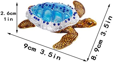 YU FENG plava morska kornjača figurice Kolekcionarska kornjača životinjski sitni nakit kutije sa šarkama sa šarkama kornjače Ljubitelji