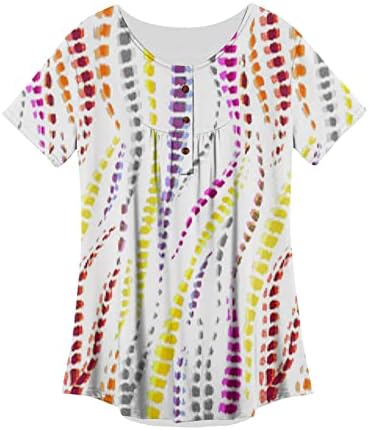 Ženska majica V izrez Osnovne majice kratkih rukava 2023. Ljetno udobne otisnute modne ležerne labave bluze
