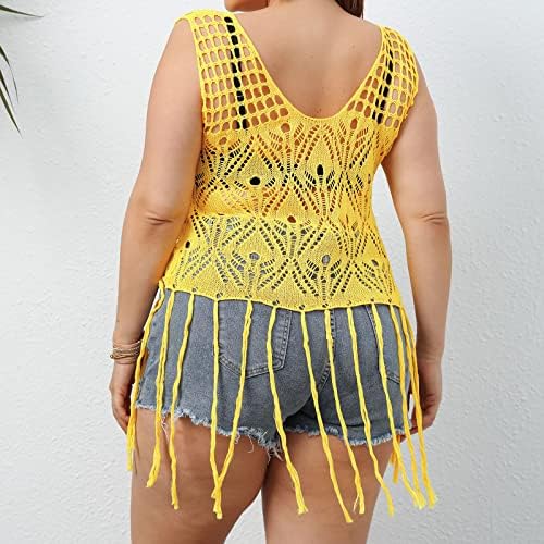 Žuta 2023. modna fringe seksi cami rezervoar na plaži za bluzu za bluzu za bluzu košulja uz kupaće košulje plivanja za djevojčice
