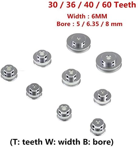 Xianglaa-vremenski remenica GT2 vremenski remenica 30 36 40 60 zub, otvor na točkovima 5mm 8mm, Širina aluminijumskih zupčanika 6mm