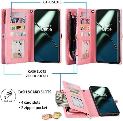 Eastcoo Folio Flip torbica kompatibilna sa Oneplus 11 5G, [PU Koža] [unutrašnji džep] [Slotovi za kartice] odvojiva zaštitna futrola kompatibilna sa Oneplus 11 5G 2023, Pink