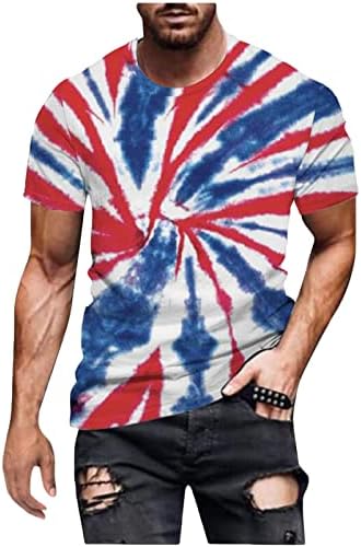 LEPCY MENS 4. jula majica 3D tiskana posada kratkih rukava patriotske majice Dan neovisnosti Atletska majica