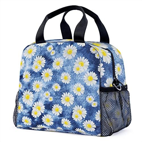 KZOYNEA Daisy torba za ručak izolovana kutija za ručak ženske podesive torbe za nošenje preko ramena za putovanja u ured za odrasle