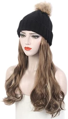 SCDZS modni evropski i američki ženski šešir za kosu jedan crni pleteni šešir perika duga kovrčava smeđa perika i šešir jedan