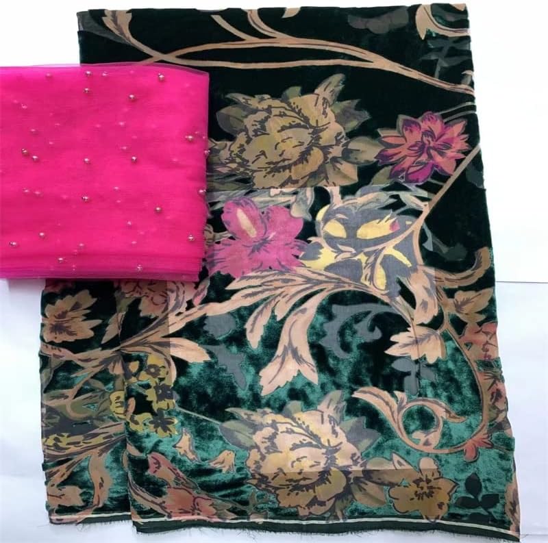 Afrička čipkasta tkanina 5+2 dvorišta Afrička svila izgorjela Flanelska baršunasta tkanina perspektiva svilena tkanina za odjeću Odjeća