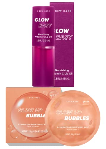 I maska od mjehurića za njegu Rose-Glow Up Bubbles, 5 EA + sjaj za ulje za usne-Glow Easy, 0.12 Fl oz Bundle