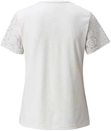 Turtle Tees Casual čvrsta T-Shirt jednostavna ovratnik čipkasta boja Top ljetna ženska bluza sa kratkim rukavima veličina otvorena
