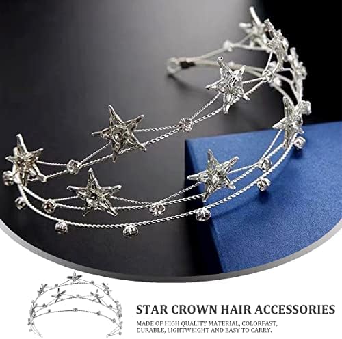 FERCAISH Rhinestone Kristalna kruna vjenčana kruna, Star Hair Jewelry Bridal Headpiece, Dodaci za kosu za Božić / fotografiju/zabavu,
