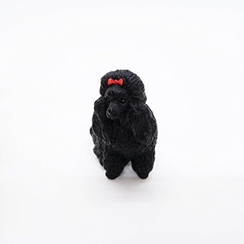 1½ Visoke figurine za plijeće za crne pudlice - kolekcionarska životinja životinja - minijaturni ručni i obojeni dekor za kućne ljubimce