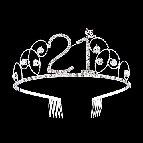 BABEYOND Crystal Rođendanska tijara princeza Rođendanska kruna Dodaci za kosu sretan 21. rođendan kruna Tiara za žene