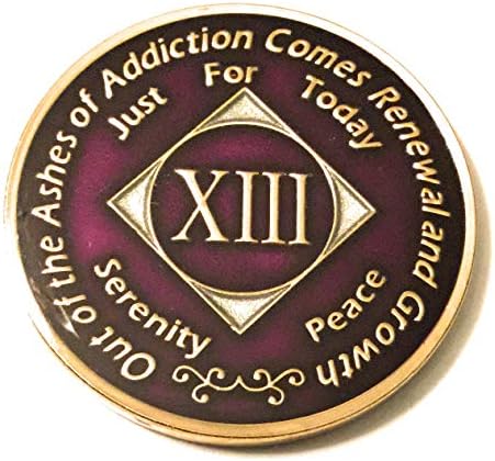 Linija za oporavak 13 godina na duboko ljubičasti i zlatni tri ploča Medaljon -Chip, novčić, token