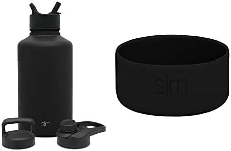 Jednostavna moderna boca sa vodom sa slamom, ručkom i obloženom lidom vakuumskih metalnih termos boca od nehrđajućeg čelika | 64oz,