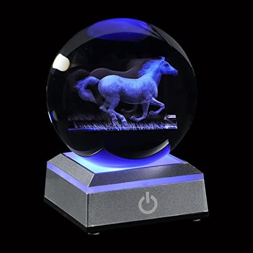 CNLQ pokloni za djevojke za djevojke Ženske ljubitelje konja, 3D Kristalni kuglični konjski stvari Staklene figurice Dekor za kućne