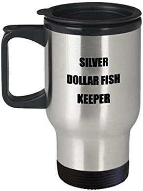 Silver Dollar Fish Celpement 14oz izolirana putna krigla - smiješna riblja za kavu za kavu za muškarce i žene ljubimca kućnih ljubimaca