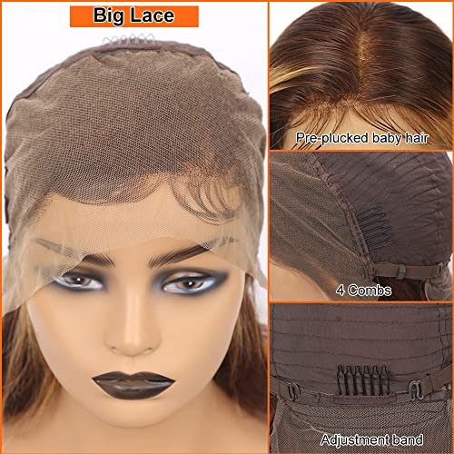 larima Highlight Body Wave Lace prednje perike ljudska kosa za crne žene Brazilski Body Wave Ombre 4/27 medena plava sa smeđom čipkom frontalna perika u boji 16 inča 13x4
