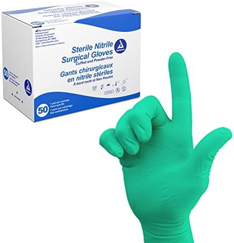 Dynarex sterilne nitrilne hirurške rukavice, otporne na prah i punkcije, koriste se u bolnicama i hirurškim centrima, 6 Mil, Veličina
