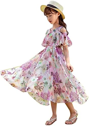 KAGAYD male djevojke haljina djevojka je Casual haljina ljeto Scoop vrat Kratak rukav Flowy cvjetni Print običan sarafan za djevojčice
