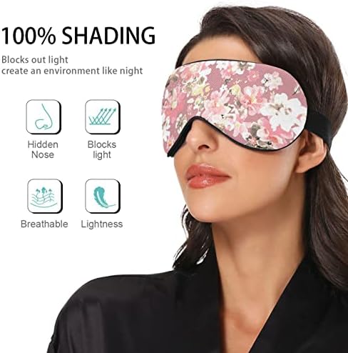 Vodenokolor Floral ružičaste maske za spavanje za spavanje, hladno osjećati poklopac za spavanje očiju za ljetni odmor, elastično