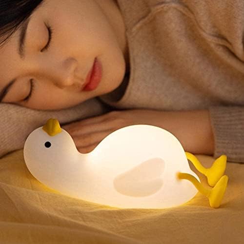 WAITLOVER crtani film ležeća patka LED noćno svjetlo punjiva zatamnjiva silikonska noćna lampa za djecu slatka lampa noćna lampa za rasadnik E8g5