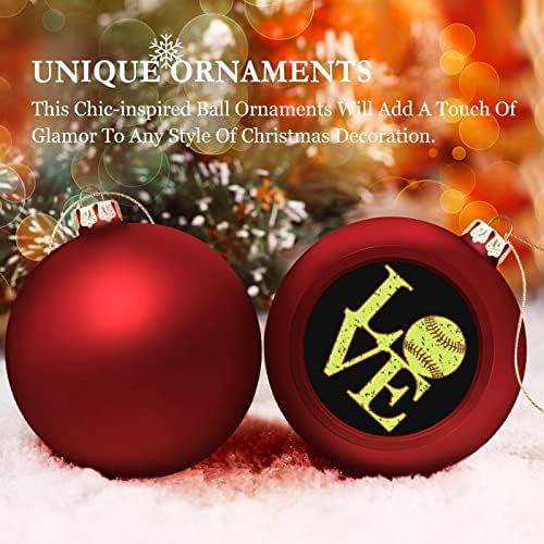 Ljubav Softbal Božić kugle Ornament Shatterproof za čari Božić stablo Hanging ukras