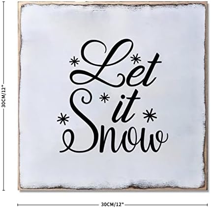 Seoska kuća citira drveni zid Dekor Drveni viseći znak 16 × 16 inča Neka snježno drvo za drvo za kuhinju, napravljenu u SAD-u, božićni
