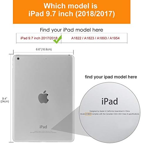 TPACC futrola za iPad 9,7 inča, 2018/2017 Model, iPad 6. / 5. generacija, PU kožna tanka sklopiva futrola Višekutna prikaz Podesivi