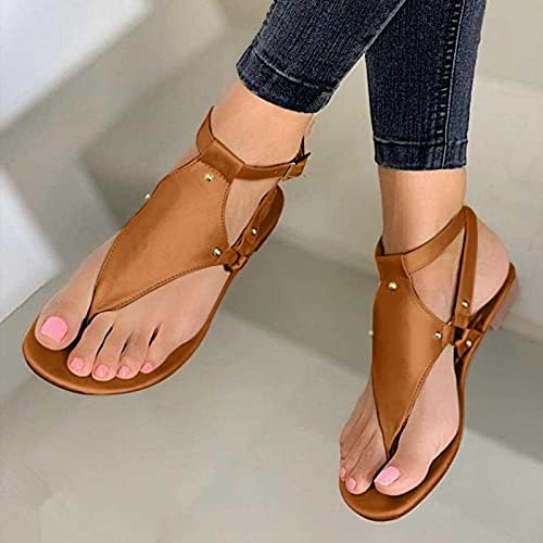 Aihou ženske sandale veličine 8 Žene otvorene nožne sandale cipele Ljeto Ležerne prilike Roman Buckle Sandale za plažu Flip Flops