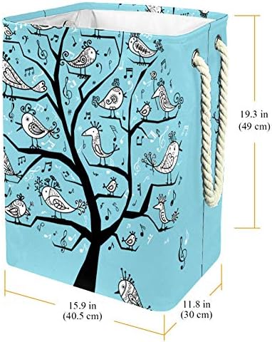 Inhomer Funny Tree with Singing Birds 300D Oxford PVC vodootporna odjeća Hamper velika korpa za veš za ćebad igračke za odjeću u spavaćoj sobi